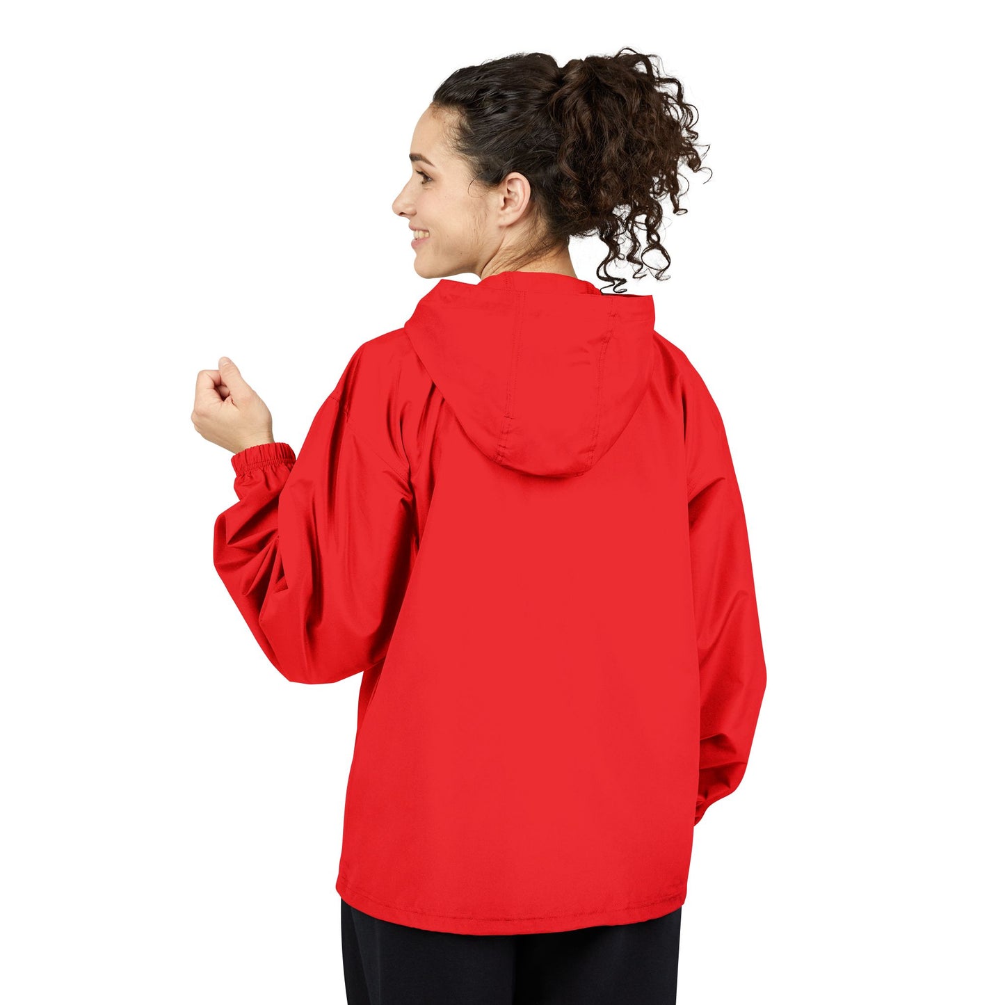 Packable Orange Anorak Jacket — Lightweight Hooded Windbreaker with Small Logo