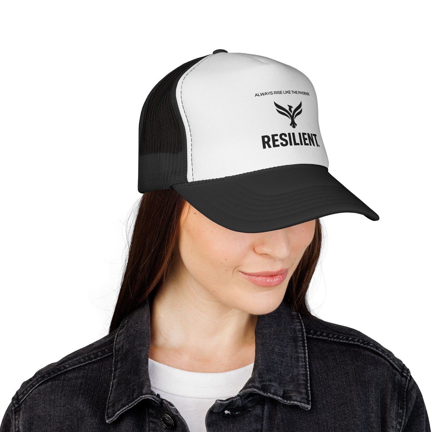 Resilient Trucker Hat — "Always Rise Like the Phoenix" Mesh Cap
