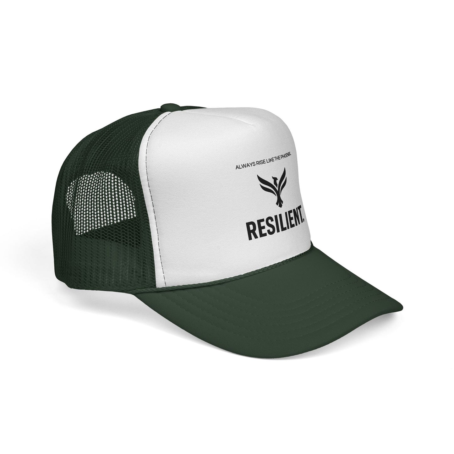 Resilient Trucker Hat — "Always Rise Like the Phoenix" Mesh Cap