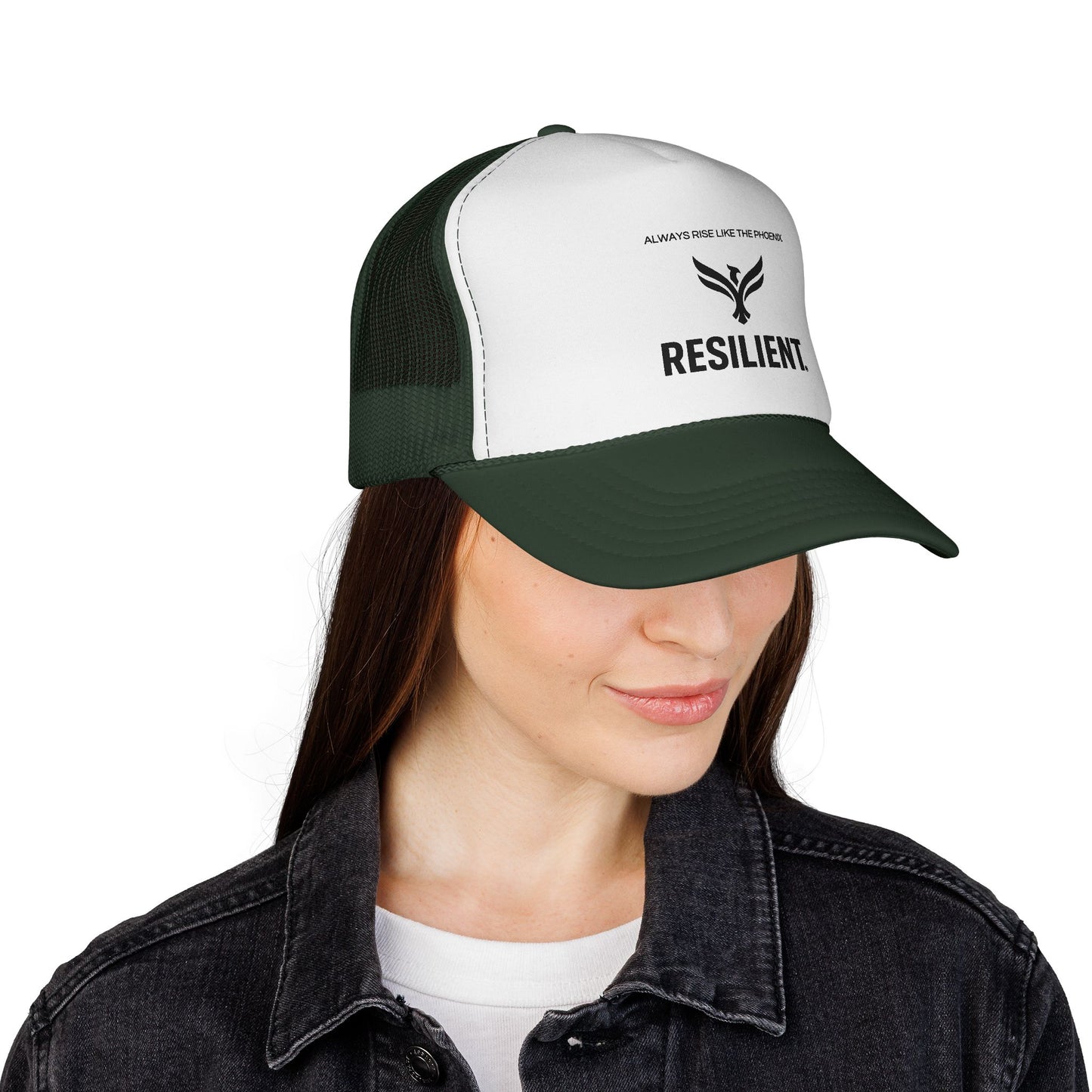 Resilient Trucker Hat — "Always Rise Like the Phoenix" Mesh Cap