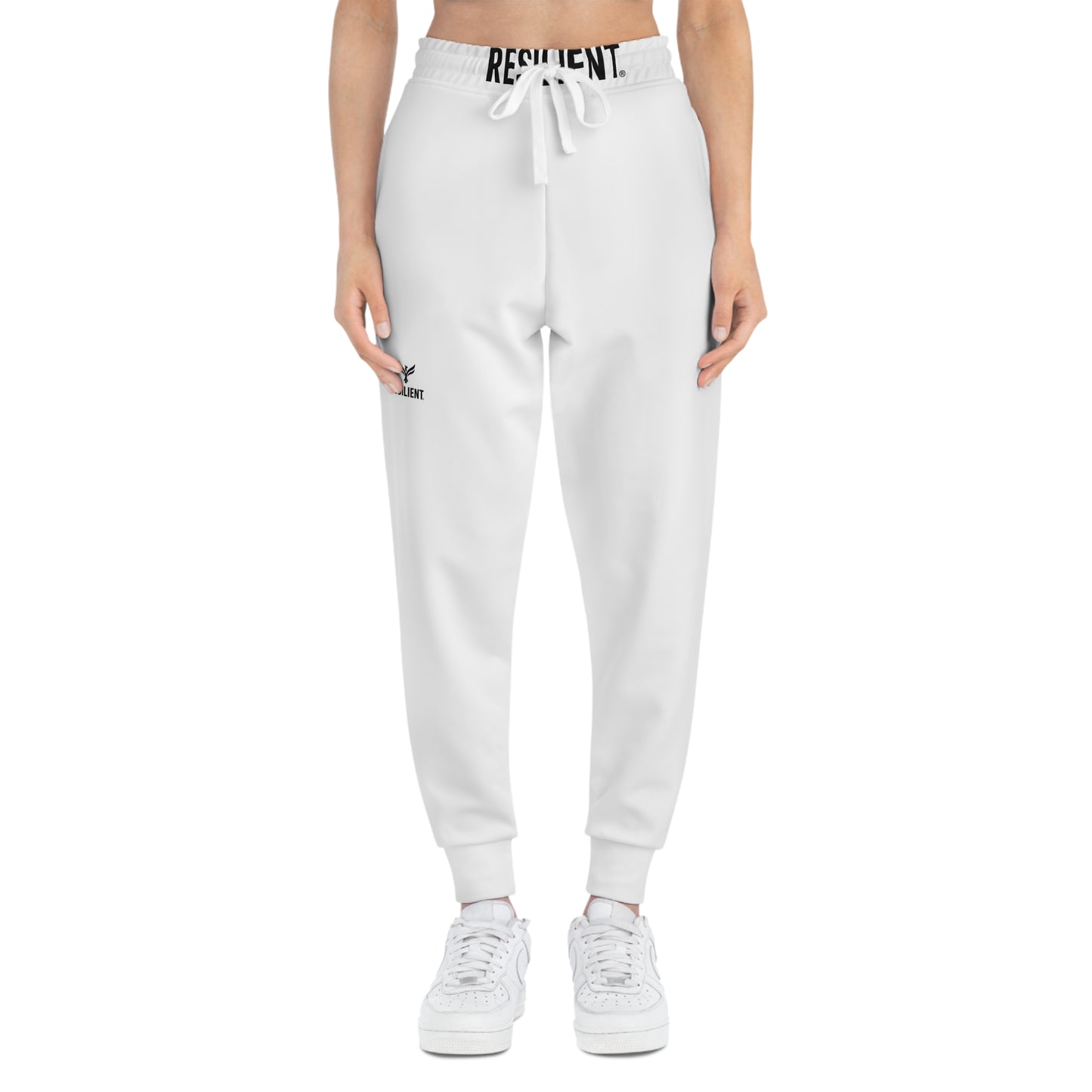 Minimal Logo Athletic Joggers — White Casual Sweatpants