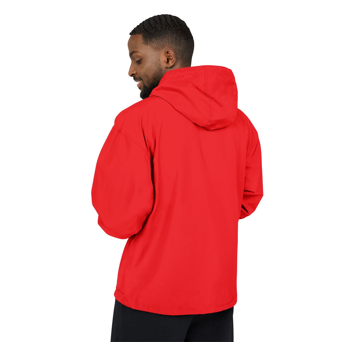 Packable Orange Anorak Jacket — Lightweight Hooded Windbreaker with Small Logo