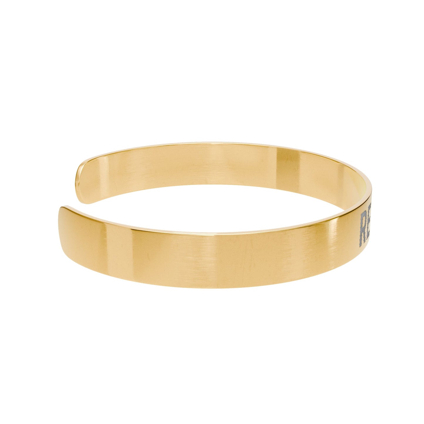 Resilient Engraved Gold Cuff Bracelet — Inspirational Adjustable Bangle