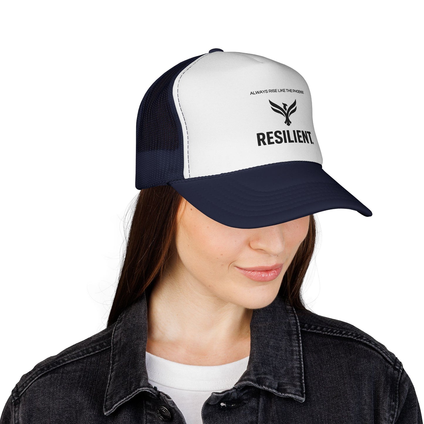 Resilient Trucker Hat — "Always Rise Like the Phoenix" Mesh Cap