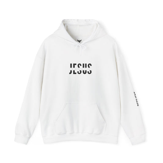 Jesus Minimalist Hoodie — Faith Graphic Pullover with 'Resilient' Sleeve