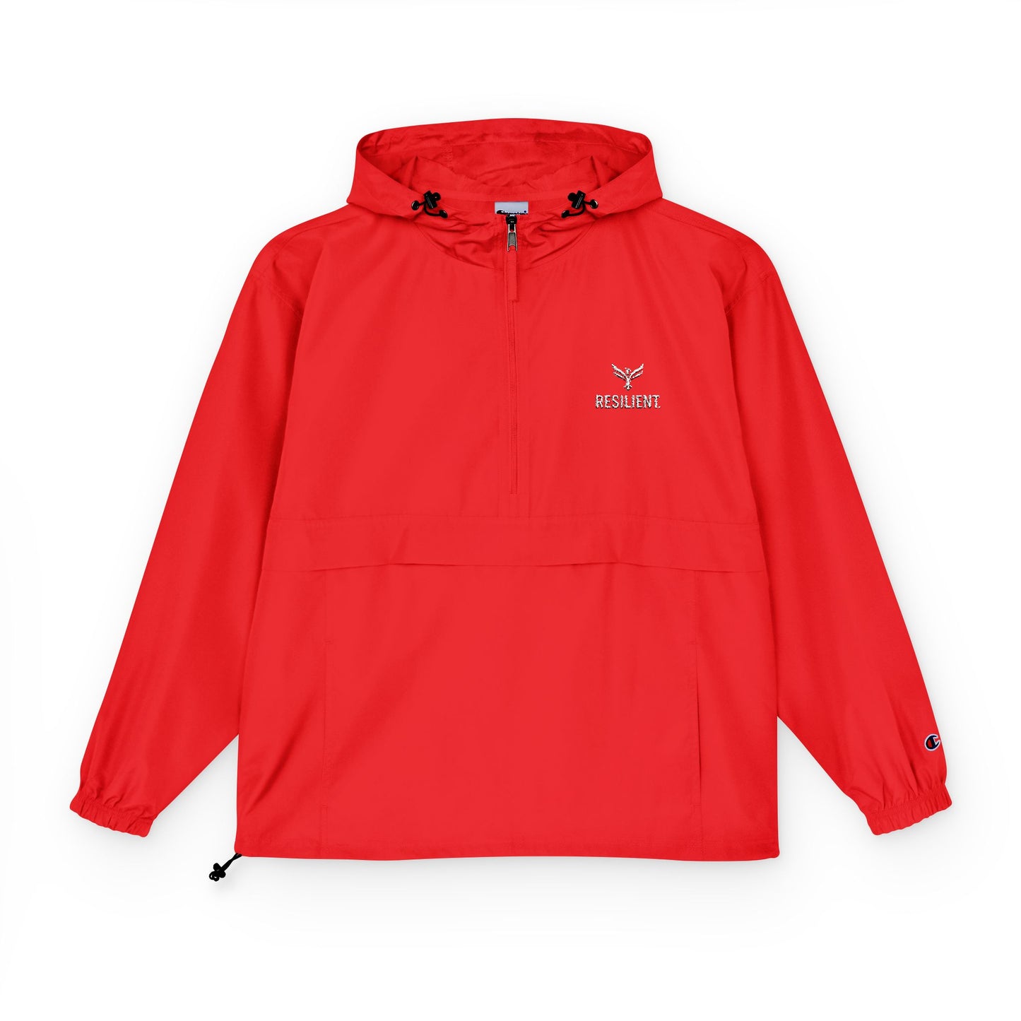 Packable Orange Anorak Jacket — Lightweight Hooded Windbreaker with Small Logo