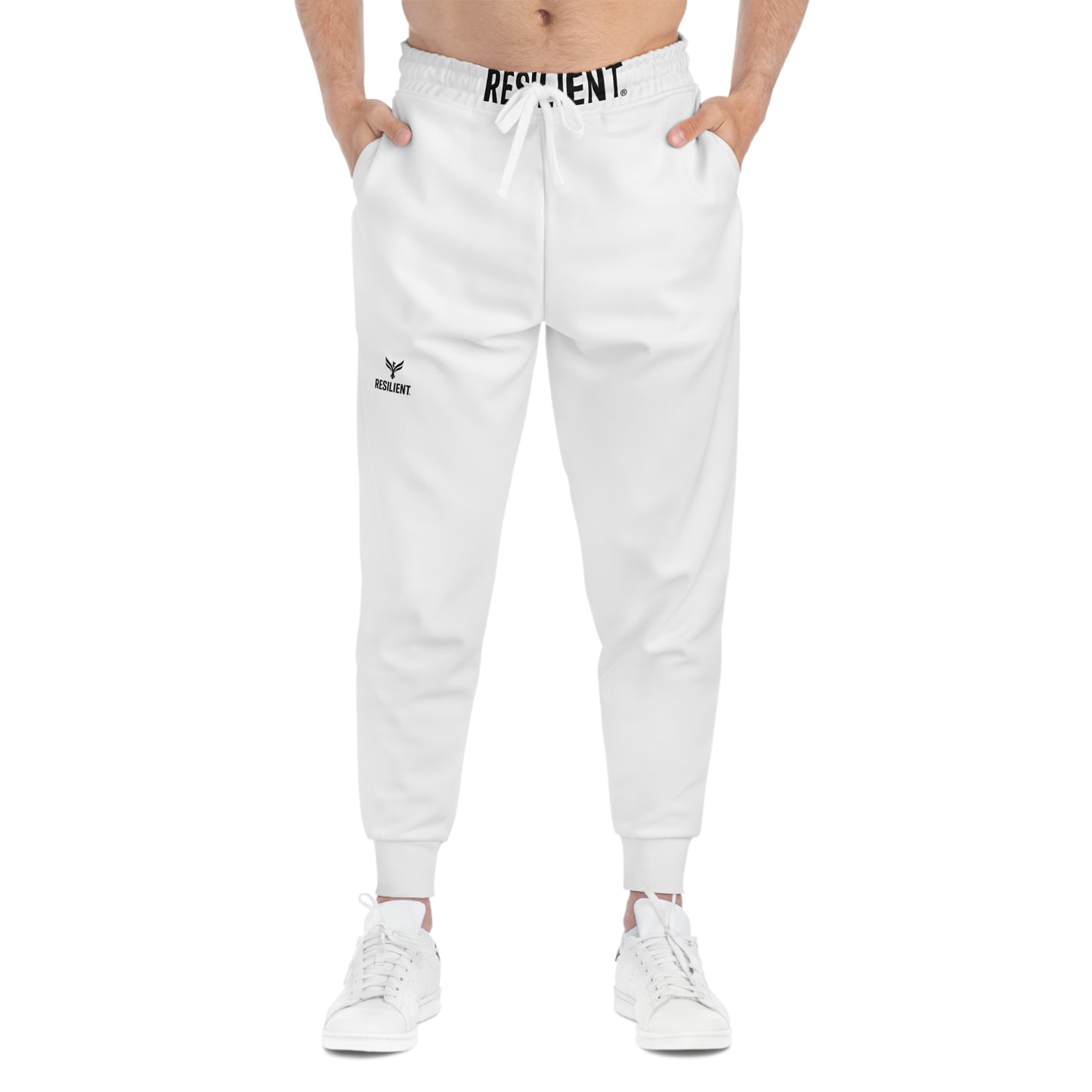 Minimal Logo Athletic Joggers — White Casual Sweatpants